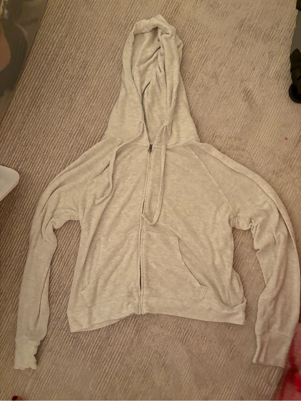 aerie Light Gray Zip-Up Hoodie